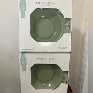 Varages France Luberon Soup Bowl Pastel  Green  9” Set Of 4 Made In France